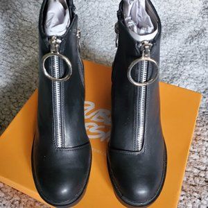 Public Desire Gospel PU Zip Up O-ring Booties